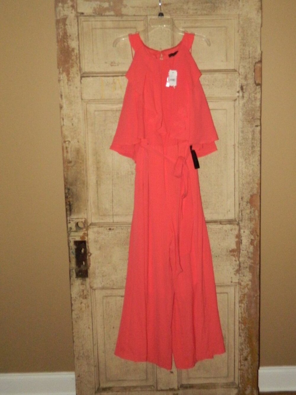 Lane Bryant Ruffle Front Jumpsuit *Coral* Sz 18 (T-11)